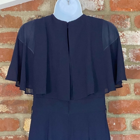 New Vince Camuto Blue Chiffon Capelet Jumpsuit size 0 - Picture 4 of 7